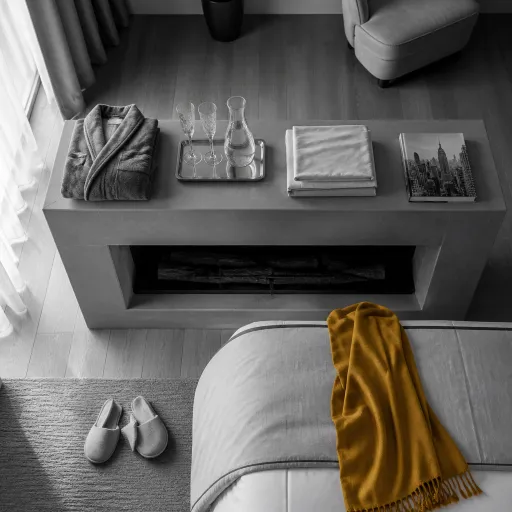 How a peninsula fireplace transforms intimate luxury hotel stays